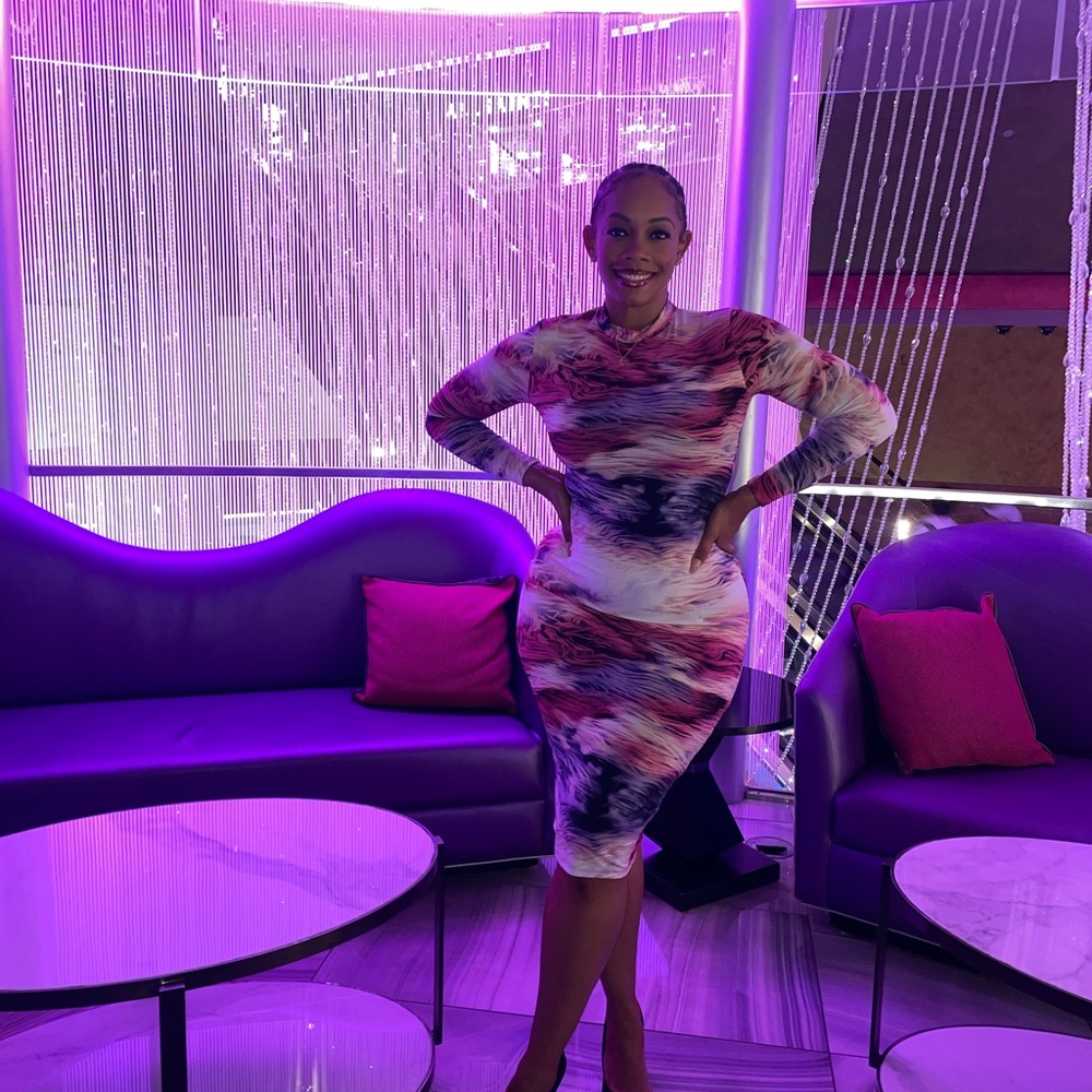Multi color midi bodycon dress